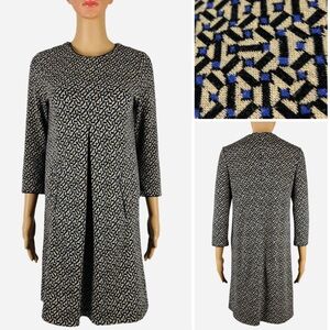 Tyler Boe Womens L Large Shift Dress Knit CrewNeck Pockets 3/4 Sleeves Geometric